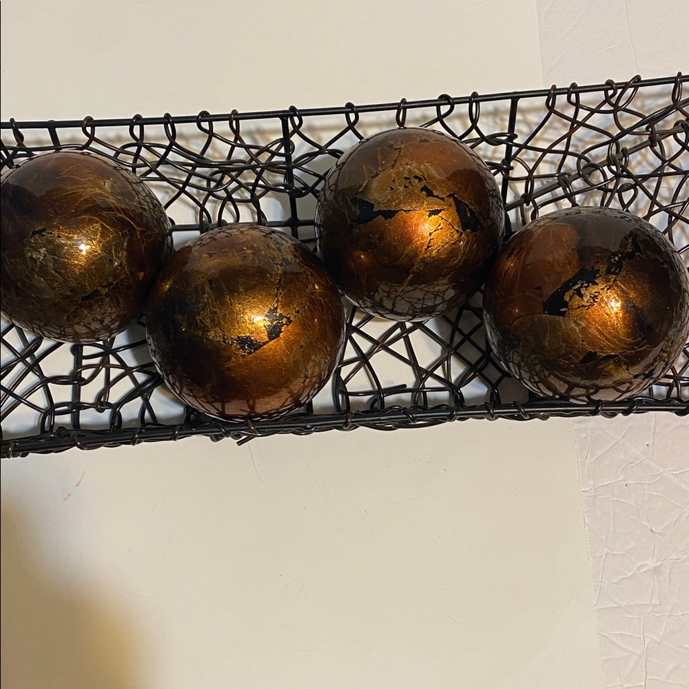 Black Wire Basket with Bronze Decorative Balls - Picture 2 of 5